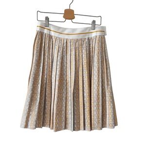 Original Penguin A-Line Skirt in Cream and Gold Size 4. Silk/cotton blend
